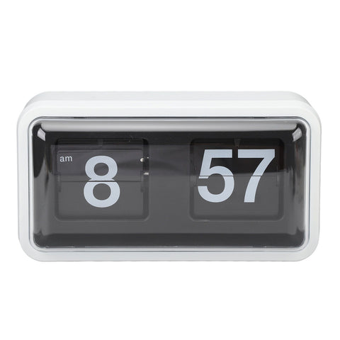 Retro Flip Clock Multifunctional Stylish Innovative Mechanical Flip Desk Clock with Clear Cover for Home and Office Decorations White