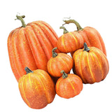 7pcs Simulated Pumpkin Glossy Paint Lightweight Creative Reusable Foam Pumpkin for Decoration Prop Orange
