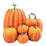 7pcs Simulated Pumpkin Glossy Paint Lightweight Creative Reusable Foam Pumpkin for Decoration Prop Orange