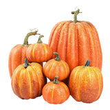 7pcs Simulated Pumpkin Glossy Paint Lightweight Creative Reusable Foam Pumpkin for Decoration Prop Orange