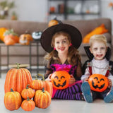7pcs Simulated Pumpkin Glossy Paint Lightweight Creative Reusable Foam Pumpkin for Decoration Prop Orange