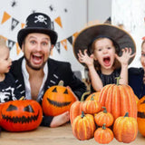 7pcs Simulated Pumpkin Glossy Paint Lightweight Creative Reusable Foam Pumpkin for Decoration Prop Orange