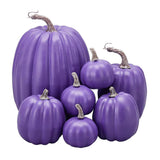7pcs Simulated Pumpkin Glossy Paint Lightweight Creative Reusable Foam Pumpkin for Decoration Prop Purple