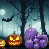 7pcs Simulated Pumpkin Glossy Paint Lightweight Creative Reusable Foam Pumpkin for Decoration Prop Purple