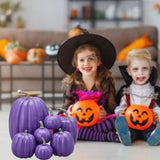7pcs Simulated Pumpkin Glossy Paint Lightweight Creative Reusable Foam Pumpkin for Decoration Prop Purple