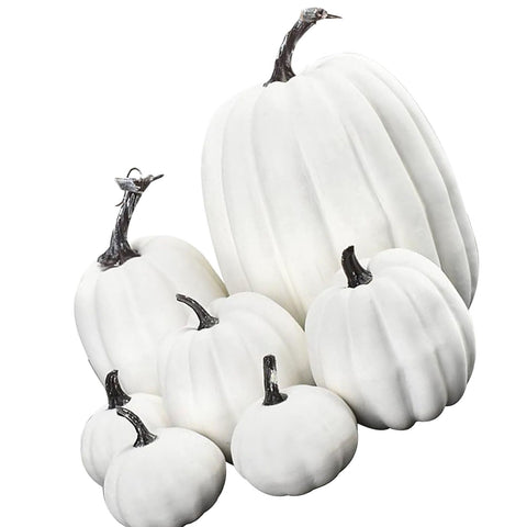 7pcs Simulated Pumpkin Glossy Paint Lightweight Creative Reusable Foam Pumpkin for Decoration Prop White In Australia - Darrahopens