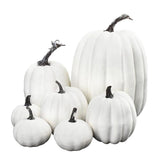 7pcs Simulated Pumpkin Glossy Paint Lightweight Creative Reusable Foam Pumpkin for Decoration Prop White