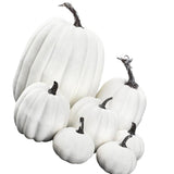 7pcs Simulated Pumpkin Glossy Paint Lightweight Creative Reusable Foam Pumpkin for Decoration Prop White