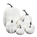 7pcs Simulated Pumpkin Glossy Paint Lightweight Creative Reusable Foam Pumpkin for Decoration Prop White