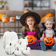 7pcs Simulated Pumpkin Glossy Paint Lightweight Creative Reusable Foam Pumpkin for Decoration Prop White