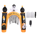 8ft Skull Ghost Inflatable Arch LED Light Indoor Outdoor Pumpkin Ghost Blow Up Archway Decoration for Home Yard Garden EU Plug 220 to 240V