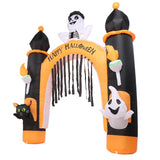 8ft Skull Ghost Inflatable Arch LED Light Indoor Outdoor Pumpkin Ghost Blow Up Archway Decoration for Home Yard Garden EU Plug 220 to 240V