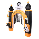 8ft Skull Ghost Inflatable Arch LED Light Indoor Outdoor Pumpkin Ghost Blow Up Archway Decoration for Home Yard Garden EU Plug 220 to 240V