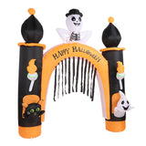 8ft Skull Ghost Inflatable Arch LED Light Indoor Outdoor Pumpkin Ghost Blow Up Archway Decoration for Home Yard Garden EU Plug 220 to 240V