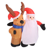 1.6m Xmas Inflatable Old Men and Deer Model Inflatable Santa and Reindeer LED Lights Outdoor Inflatable Props Toy for Yard Garden Decor EU Plug 220‑240V