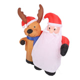 1.6m Xmas Inflatable Old Men and Deer Model Inflatable Santa and Reindeer LED Lights Outdoor Inflatable Props Toy for Yard Garden Decor EU Plug 220‑240V