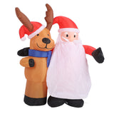1.6m Xmas Inflatable Old Men and Deer Model Inflatable Santa and Reindeer LED Lights Outdoor Inflatable Props Toy for Yard Garden Decor EU Plug 220‑240V