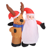 1.6m Xmas Inflatable Old Men and Deer Model Inflatable Santa and Reindeer LED Lights Outdoor Inflatable Props Toy for Yard Garden Decor EU Plug 220‑240V