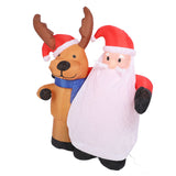 1.6m Xmas Inflatable Old Men and Deer Model Inflatable Santa and Reindeer LED Lights Outdoor Inflatable Props Toy for Yard Garden Decor EU Plug 220‑240V