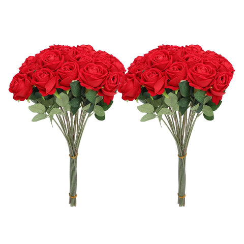 50pcs Artificial Roses Realistic Real Looking Long Stem Fake Roses for DIY Wedding Bouquets Centerpieces Arrangements Home Decorations Red