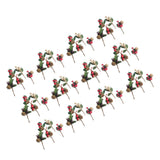 Artificial Flowers Red Berries Pine Cones for Gift Package Plastic Dried Flower Card Accessory for Wedding Party Decorations 24 Sets