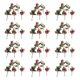 Artificial Flowers Red Berries Pine Cones for Gift Package Plastic Dried Flower Card Accessory for Wedding Party Decorations 24 Sets