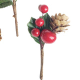 Artificial Flowers Red Berries Pine Cones for Gift Package Plastic Dried Flower Card Accessory for Wedding Party Decorations 24 Sets