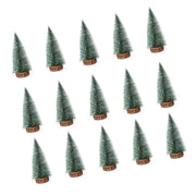 15 Pcs Miniature Xmas Tree White Snow Home Decoration Multi Purpose Desktop Mini Pine Tree for Indoor Party 3.9in