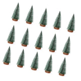 15 Pcs Miniature Xmas Tree White Snow Home Decoration Multi Purpose Desktop Mini Pine Tree for Indoor Party 7.9in