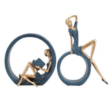 2PCS Resin Figurines Reading A Book Yoga Girl Modern Aesthetic Art Sculptures Bookshelf Bookcase Statue for Library Office Decor Gifts In Australia - Darrahopens