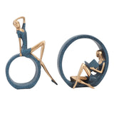 2PCS Resin Figurines Reading A Book Yoga Girl Modern Aesthetic Art Sculptures Bookshelf Bookcase Statue for Library Office Decor Gifts In Australia - Darrahopens