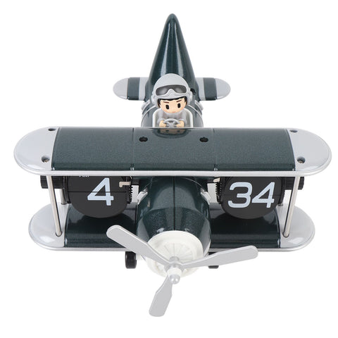 Airplane Flip Clock 12 Hours Retro Battery Powered Auto Flip Desk Clock for Living Room Bedroom Study Office Blackish Green In Australia - Darrahopens