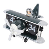 Airplane Flip Clock 12 Hours Retro Battery Powered Auto Flip Desk Clock for Living Room Bedroom Study Office Blackish Green