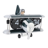 Airplane Flip Clock 12 Hours Retro Battery Powered Auto Flip Desk Clock for Living Room Bedroom Study Office Blackish Green