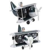 Airplane Flip Clock 12 Hours Retro Battery Powered Auto Flip Desk Clock for Living Room Bedroom Study Office Blackish Green