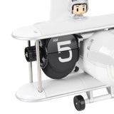 Airplane Flip Clock 12 Hours Retro Battery Powered Auto Flip Desk Clock for Living Room Bedroom Study Office White