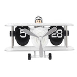 Airplane Flip Clock 12 Hours Retro Battery Powered Auto Flip Desk Clock for Living Room Bedroom Study Office White