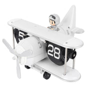 Airplane Flip Clock 12 Hours Retro Battery Powered Auto Flip Desk Clock for Living Room Bedroom Study Office White