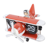 Airplane Flip Clock 12 Hours Retro Battery Powered Auto Flip Desk Clock for Living Room Bedroom Study Office Orange Red