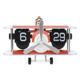 Airplane Flip Clock 12 Hours Retro Battery Powered Auto Flip Desk Clock for Living Room Bedroom Study Office Orange Red