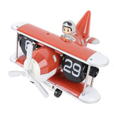 Airplane Flip Clock 12 Hours Retro Battery Powered Auto Flip Desk Clock for Living Room Bedroom Study Office Orange Red
