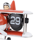 Airplane Flip Clock 12 Hours Retro Battery Powered Auto Flip Desk Clock for Living Room Bedroom Study Office Orange Red
