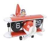 Airplane Flip Clock 12 Hours Retro Battery Powered Auto Flip Desk Clock for Living Room Bedroom Study Office Orange Red