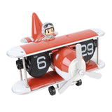 Airplane Flip Clock 12 Hours Retro Battery Powered Auto Flip Desk Clock for Living Room Bedroom Study Office Orange Red