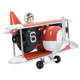 Airplane Flip Clock 12 Hours Retro Battery Powered Auto Flip Desk Clock for Living Room Bedroom Study Office Orange Red
