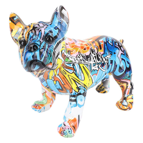 Innovative Bulldog Statue Decor Synthetic Resin Lifelike Bulldog Figurine Dog Sculpture for Living Room Office Shelf Decoration Camouflage Blue In Australia - Darrahopens