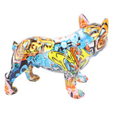 Innovative Bulldog Statue Decor Synthetic Resin Lifelike Bulldog Figurine Dog Sculpture for Living Room Office Shelf Decoration Camouflage Blue