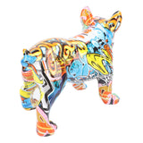 Innovative Bulldog Statue Decor Synthetic Resin Lifelike Bulldog Figurine Dog Sculpture for Living Room Office Shelf Decoration Camouflage Blue
