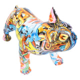 Innovative Bulldog Statue Decor Synthetic Resin Lifelike Bulldog Figurine Dog Sculpture for Living Room Office Shelf Decoration Camouflage Blue
