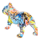 Innovative Bulldog Statue Decor Synthetic Resin Lifelike Bulldog Figurine Dog Sculpture for Living Room Office Shelf Decoration Camouflage Blue